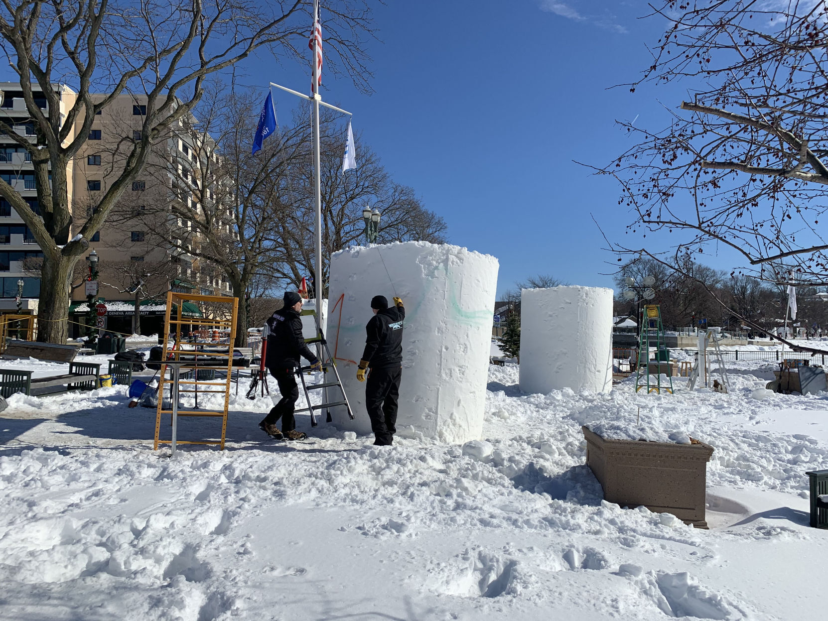 Flat Iron Park in downtown Lake Geneva is one of the sites for the 2021 National Snow Sculpting Competition